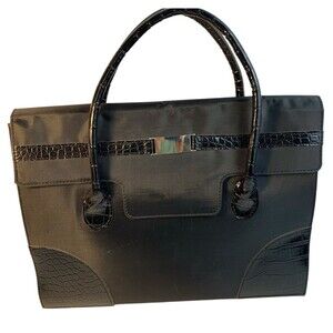 File Bag Black Snap Closure Compartments Tabs Continental Accessory Co Satchel